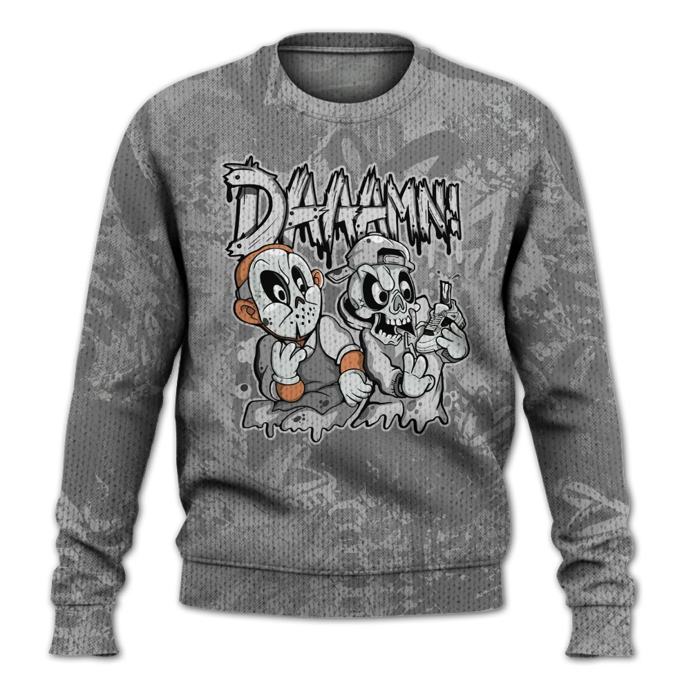Knitted Sweater To Match Black Wolf Grey 12s - Damn Shoe Graphic Heart Grunge