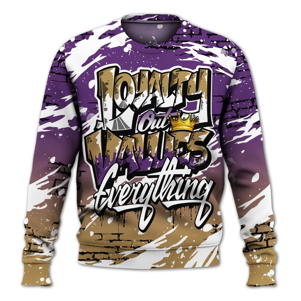 Sweatshirt To Match Air Diamond Turf Ravens - Values Of Loyalty Drip All Over Print