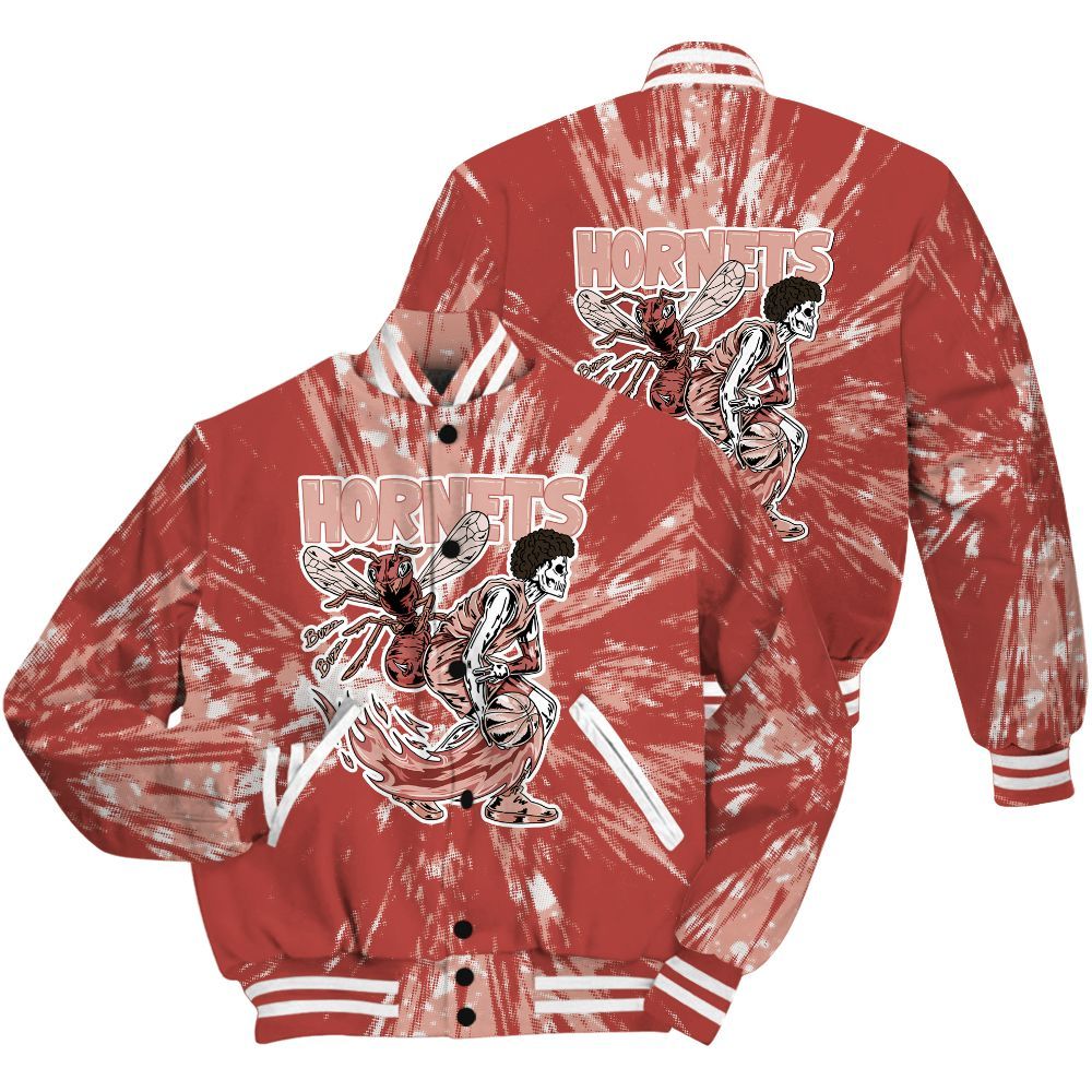 Varsity Jacket To Match Dune Red 13s Shirt - Hornets Skeleton Luxury All Over Print