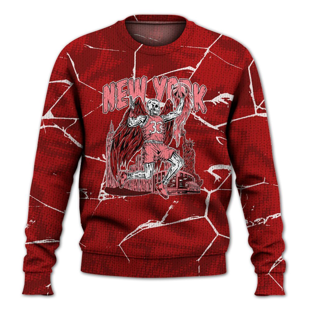 Knitted Sweater To Match Red Taxi 12s - Ewing Era Skeleton Crack