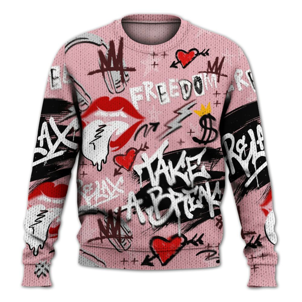 Knitted Sweater To Match Air Max 90 Neapolitan 2025 - Take Break Freedom Graffiti Streetwear