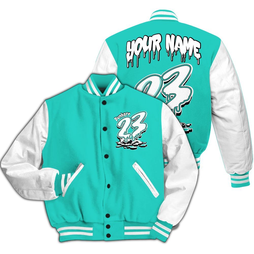 Varsity Jacket To Match Dunk Low Clear Jade - Custom Name 23 Drip All Over Print