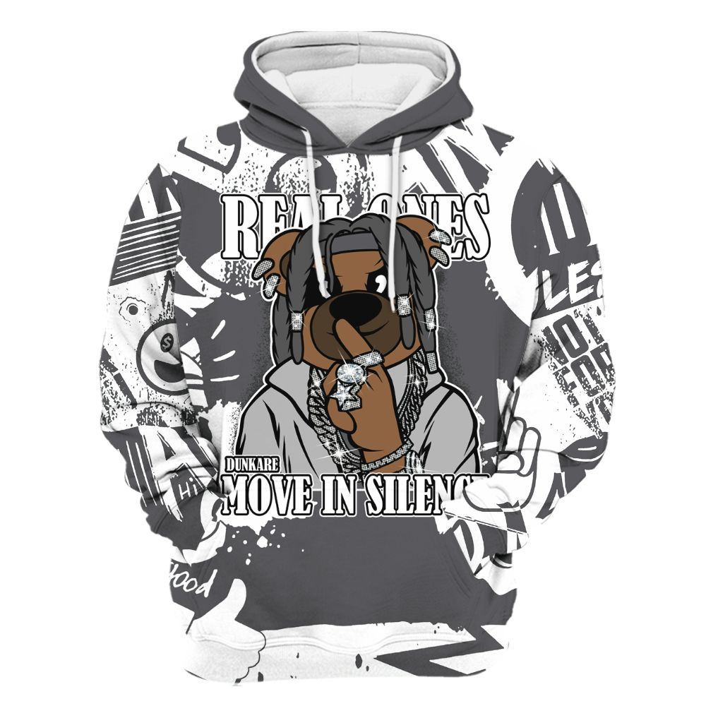 Hoodie To Match White Thunder 4s - Silent Achievers Bear Monogram Graffiti All Over Print