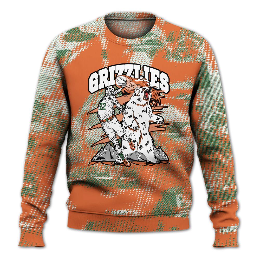 Sweatshirt To Match Low Miami 5s - Grizzly Bear Skeleton Brown Sugar All Over Print