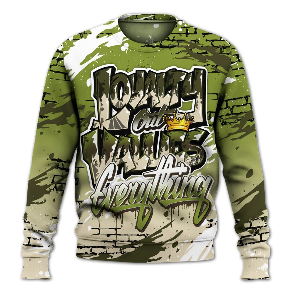 Sweatshirt To Match SB Dunk Low Asparagus - Values Of Loyalty Drip All Over Print