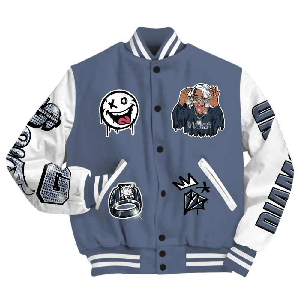 Varsity Jacket To Match Low Diffused Blue 11s - Pressures Makes Varsity Jacket To Match All Over Print