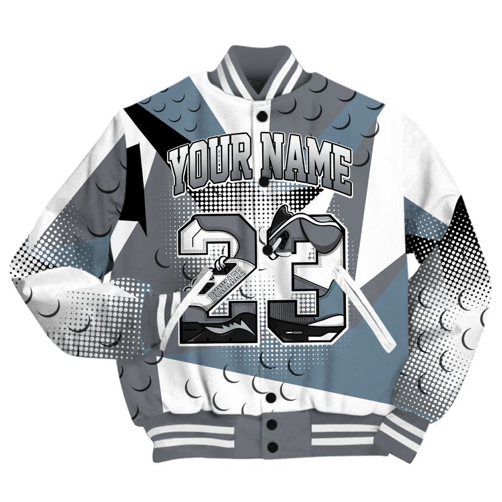 Varsity Jacket To Match Air Max DN Silver Bullet Shirt, Poly Custom Name Number 23 5s All Over Print