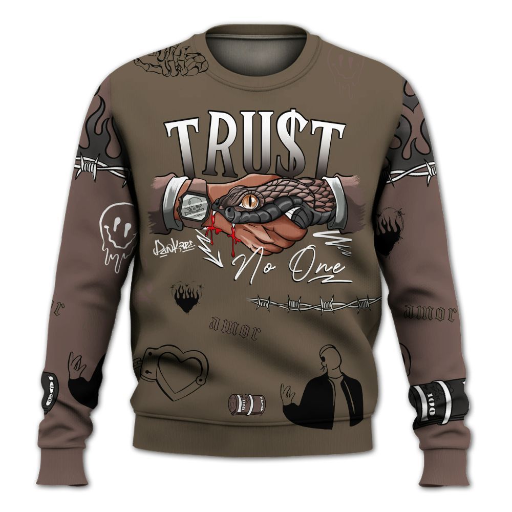 Sweatshirt To Match AMM Dark Mocha 4s - Snake Trust No One All Over Print
