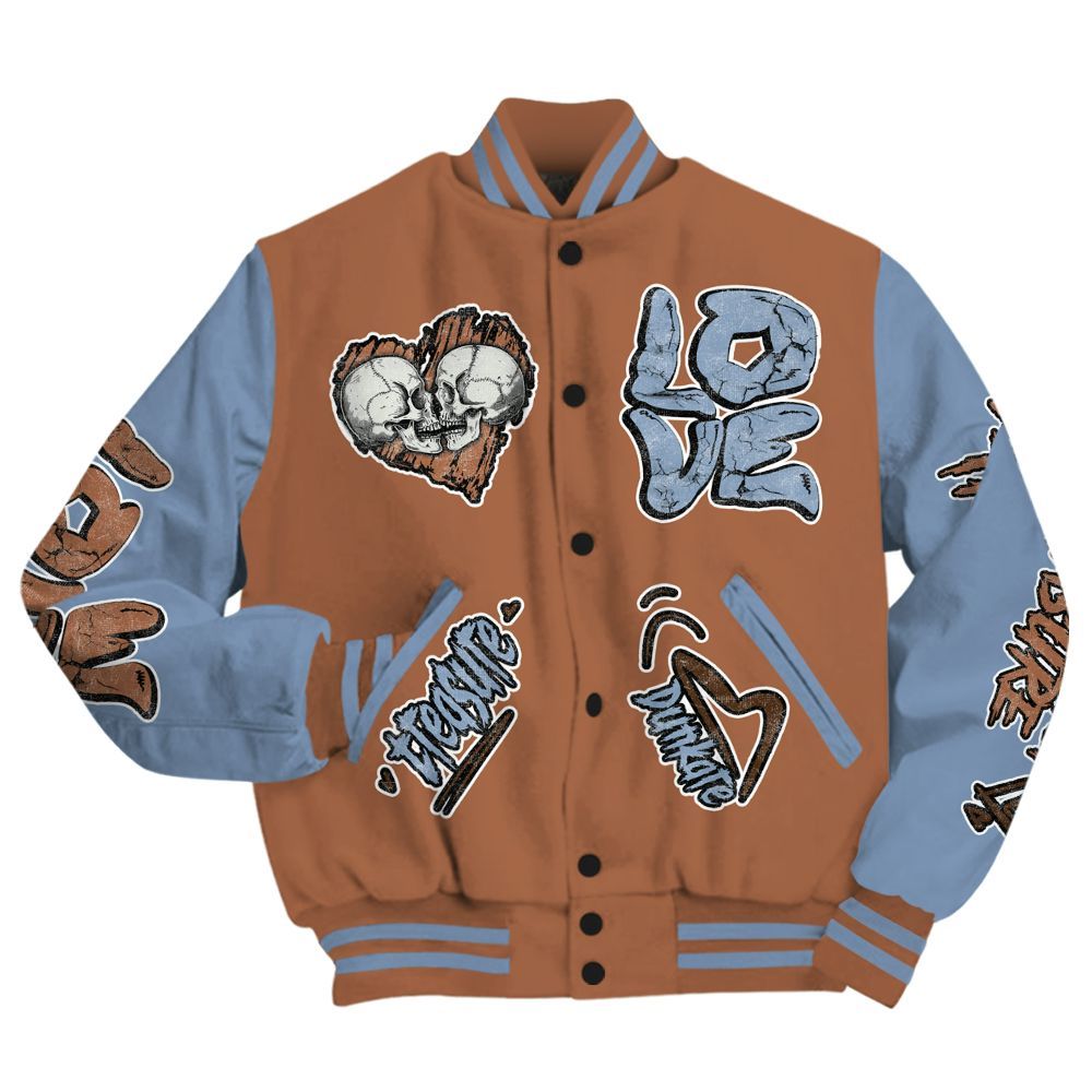 Varsity Jacket To Match Air Foamposite Metallic Copper - Skull Bear All Over Print