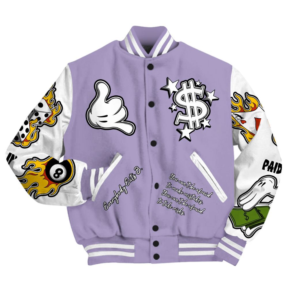 Varsity Jacket To Match Low Pure Violet 11s - Everybody Paid In Full Graphic All Over Print