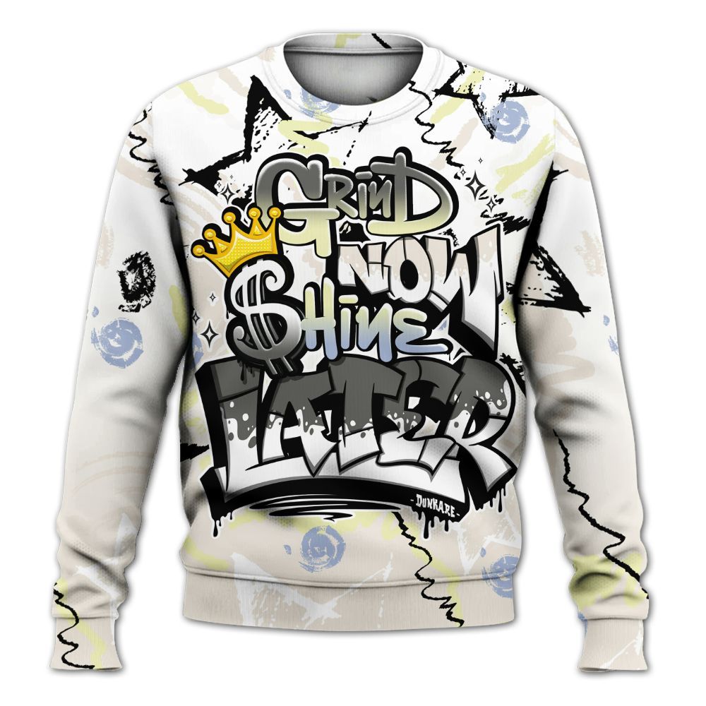 Sweatshirt To Match Luminous Green 5s - Grind Shine Later Drip All Over Print