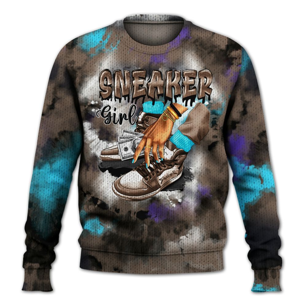 Knitted Sweater To Match Olive Concord 9s - SNEAKER Girl Money Drip Tie Dye