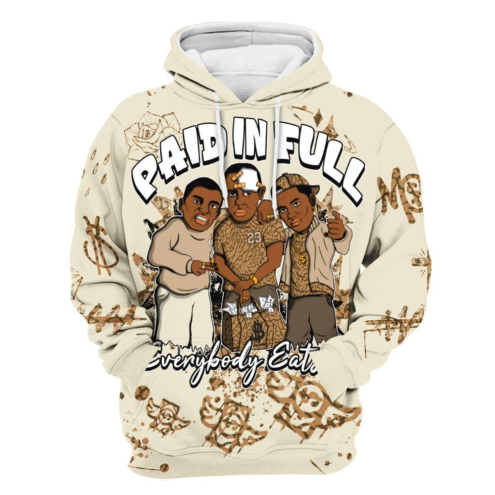 Hoodie To Match Orewood Brown 3s - Everybody Paid In Full Crayon All Over Print
