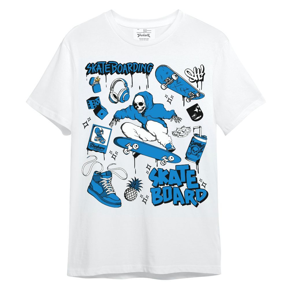 Shirt To Match Industrial Blue 4s - Doodle Skeleton Skateboard Unisex Shirt