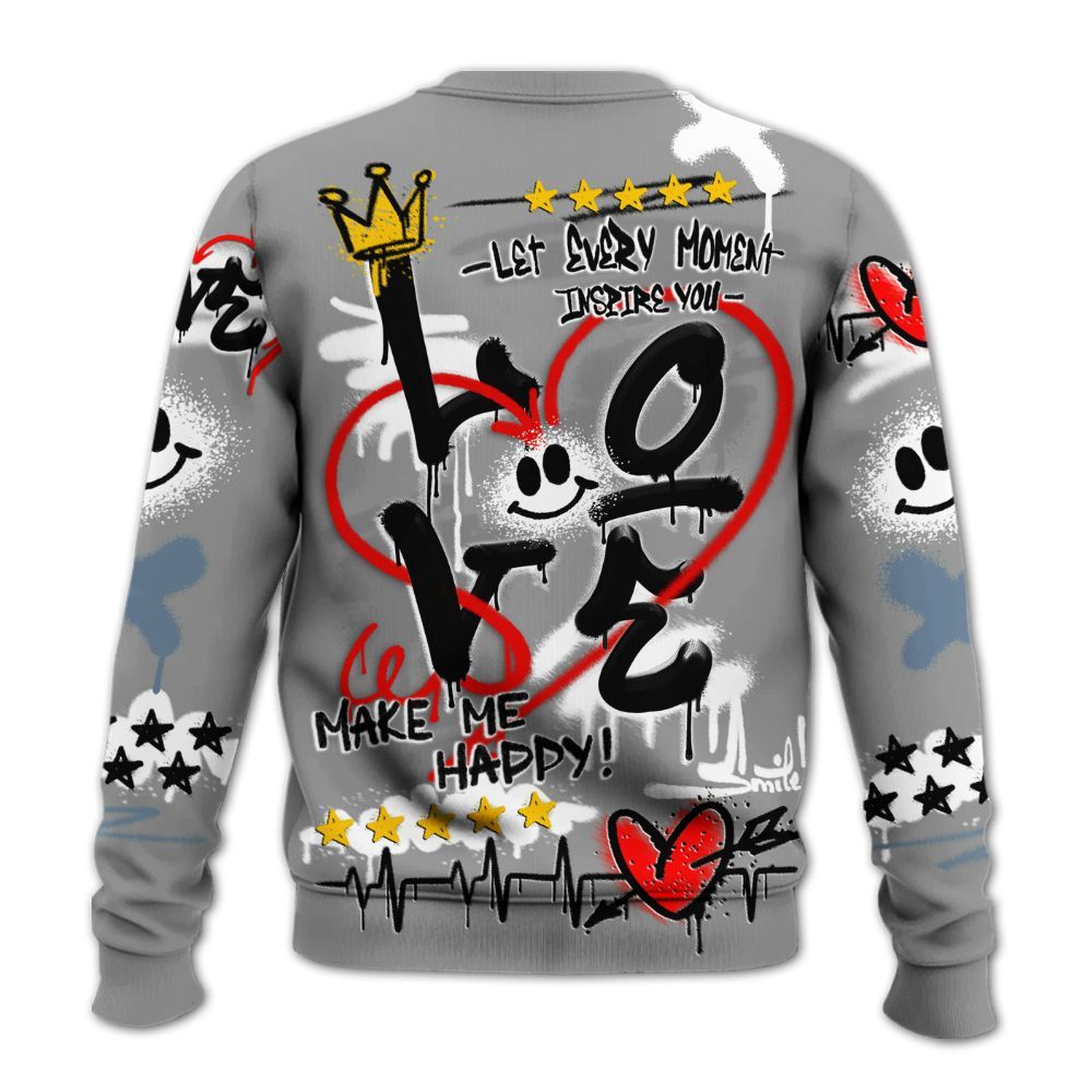 Sweatshirt To Match Black Chrome 6s - Happy Love Beats Graffiti Streetwear All Over Print