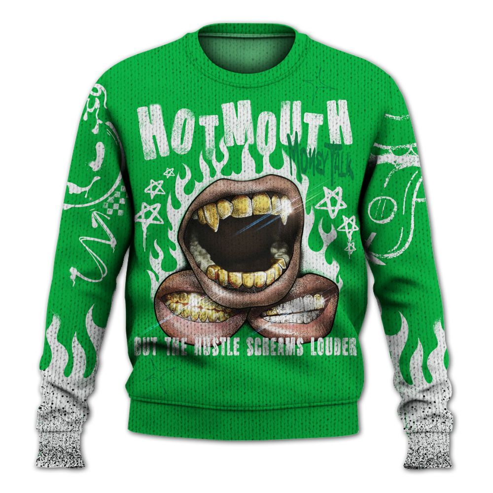 Knitted Sweater To Match Lucky Green 5s - Mouth Burning Street Style