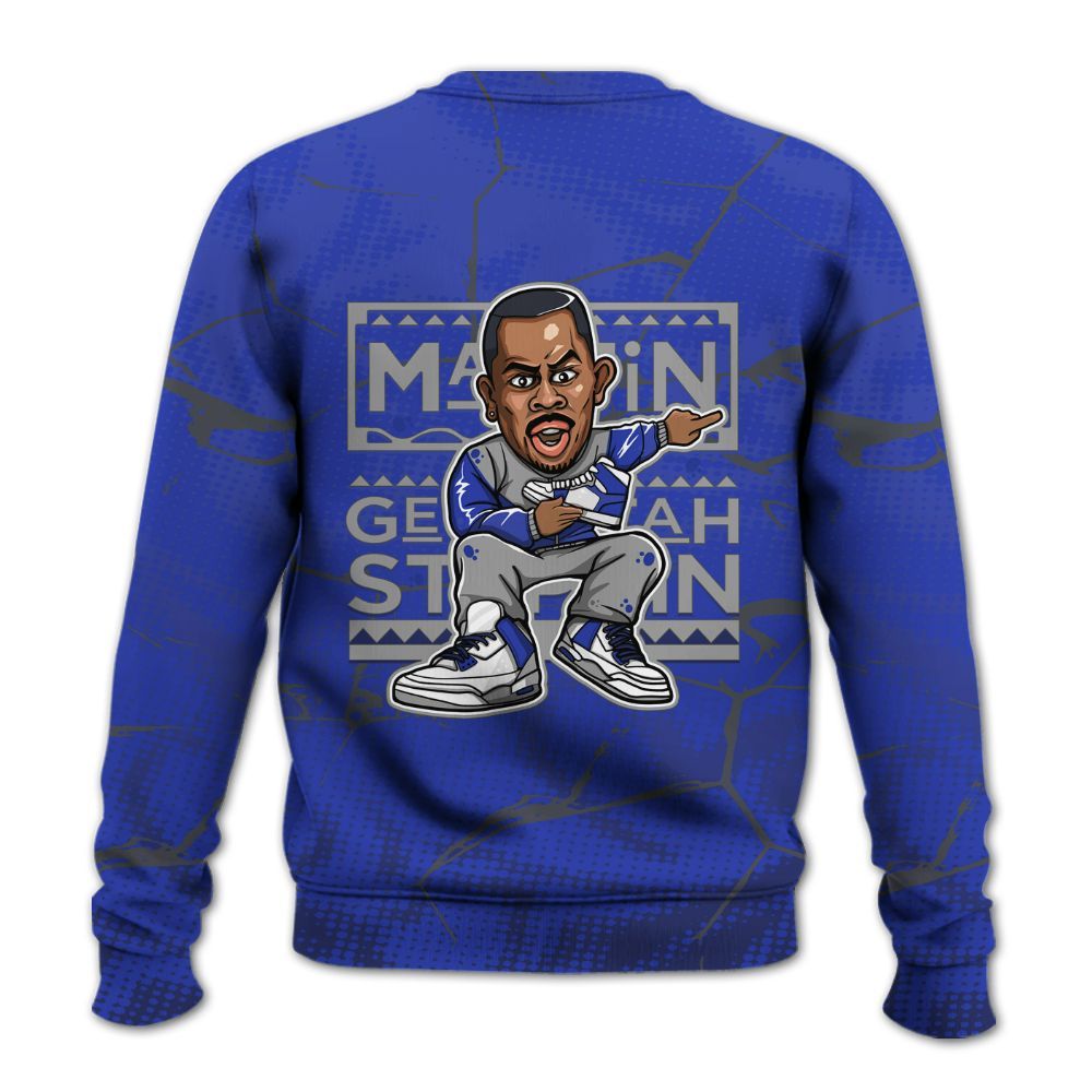 Sweatshirt To Match Air Max Plus Black Racer Blue - Get Tag Sneakers Steppin' Graphic Crack All Over Print