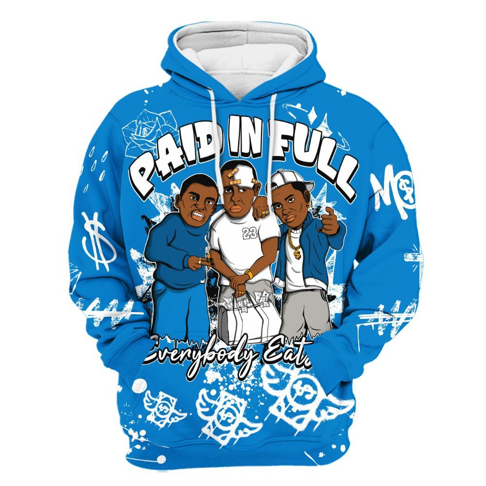 Hoodie To Match Industrial Blue 4s - Everybody Paid In Full Crayon All Over Print