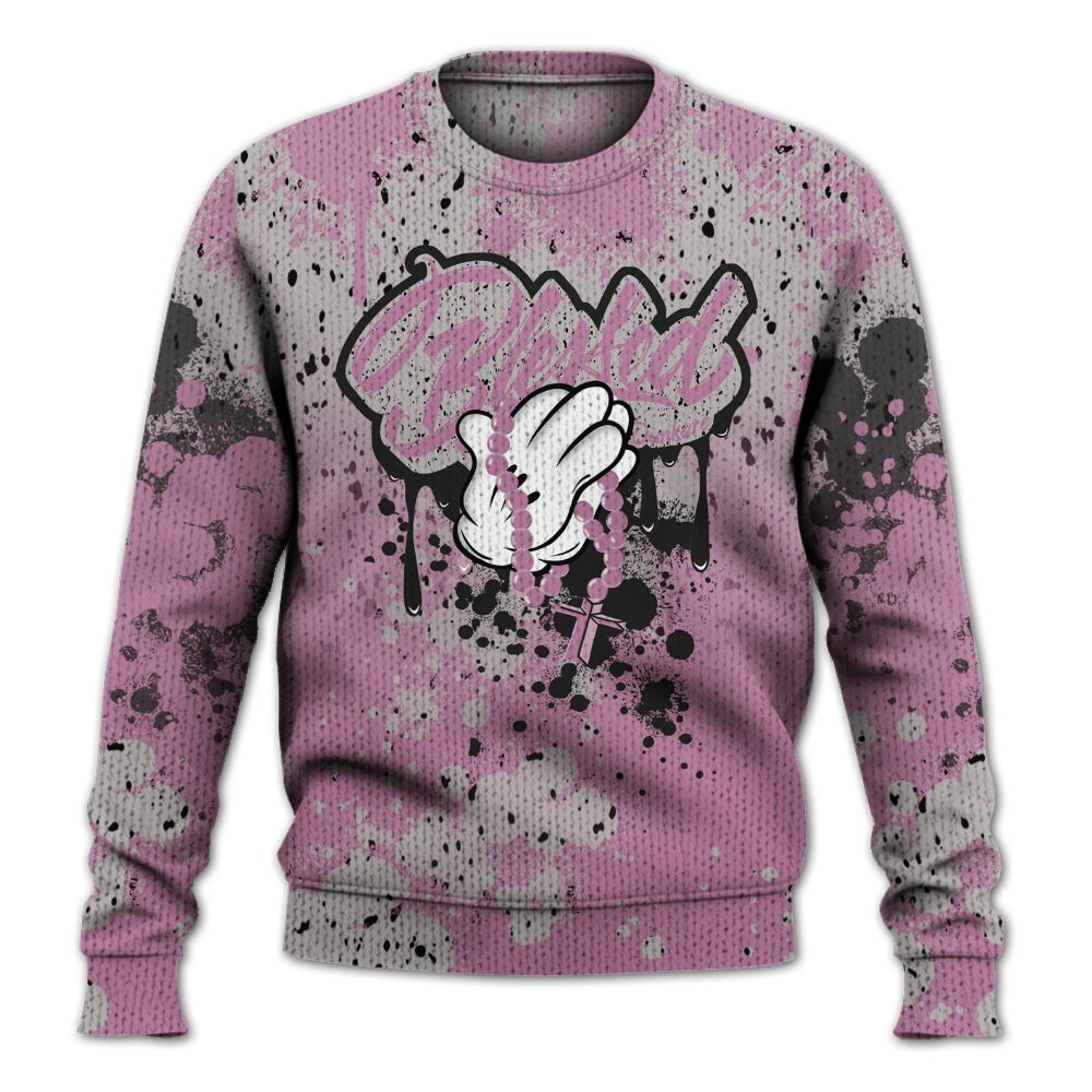 Knitted Sweater To Match Neutral Grey Black White Orchid 4s - God Blessed Ink Drip