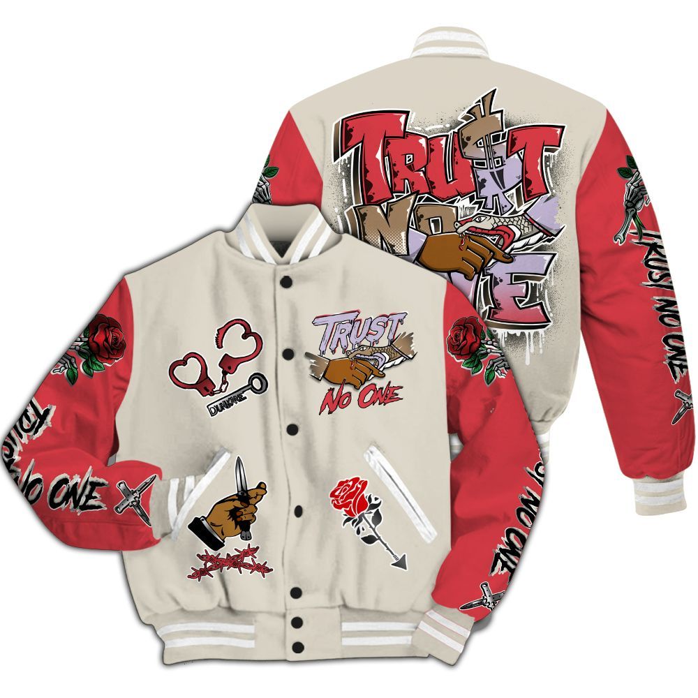 Varsity Jacket To Match Peanut Butter Jelly 5s - Trust No One Dripping All Over Print