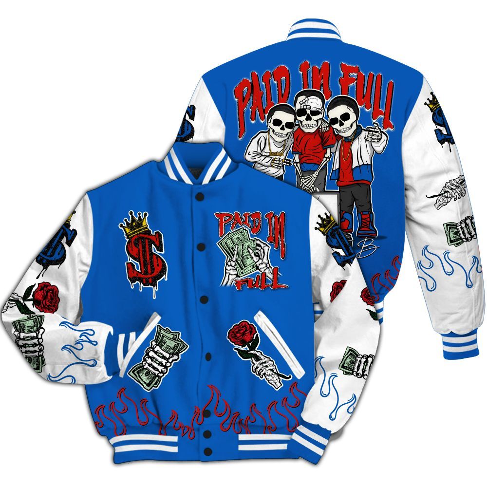 Varsity Jacket To Match Kobe 6 Game Royal - Fire Everybody Paid In All Over Print
