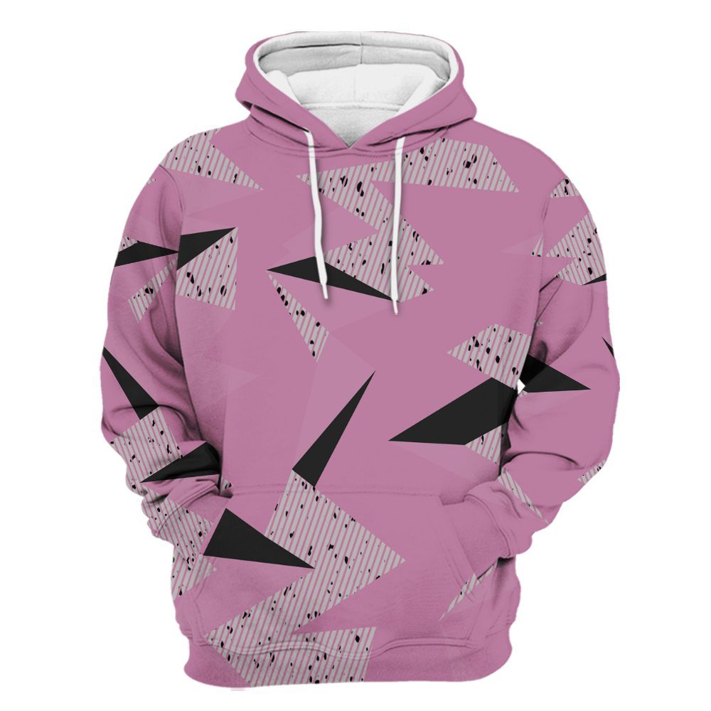 Hoodie To Match Neutral Grey Black White Orchid 4s - Geometric Camouflage Pattern All Over Print