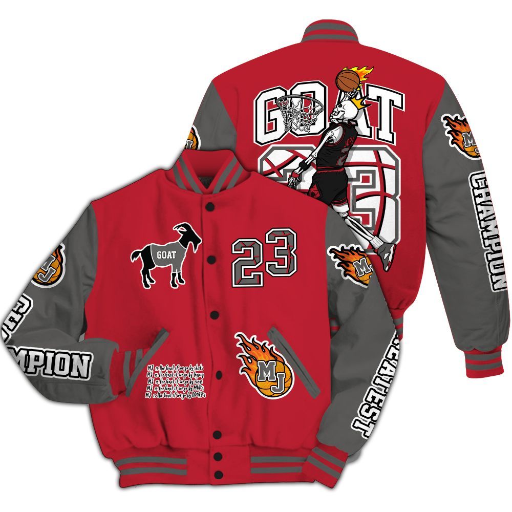 Varsity Jacket To Match Red Flint 13s - 23 G.0.A.T Jump Up Basketball All Over Print