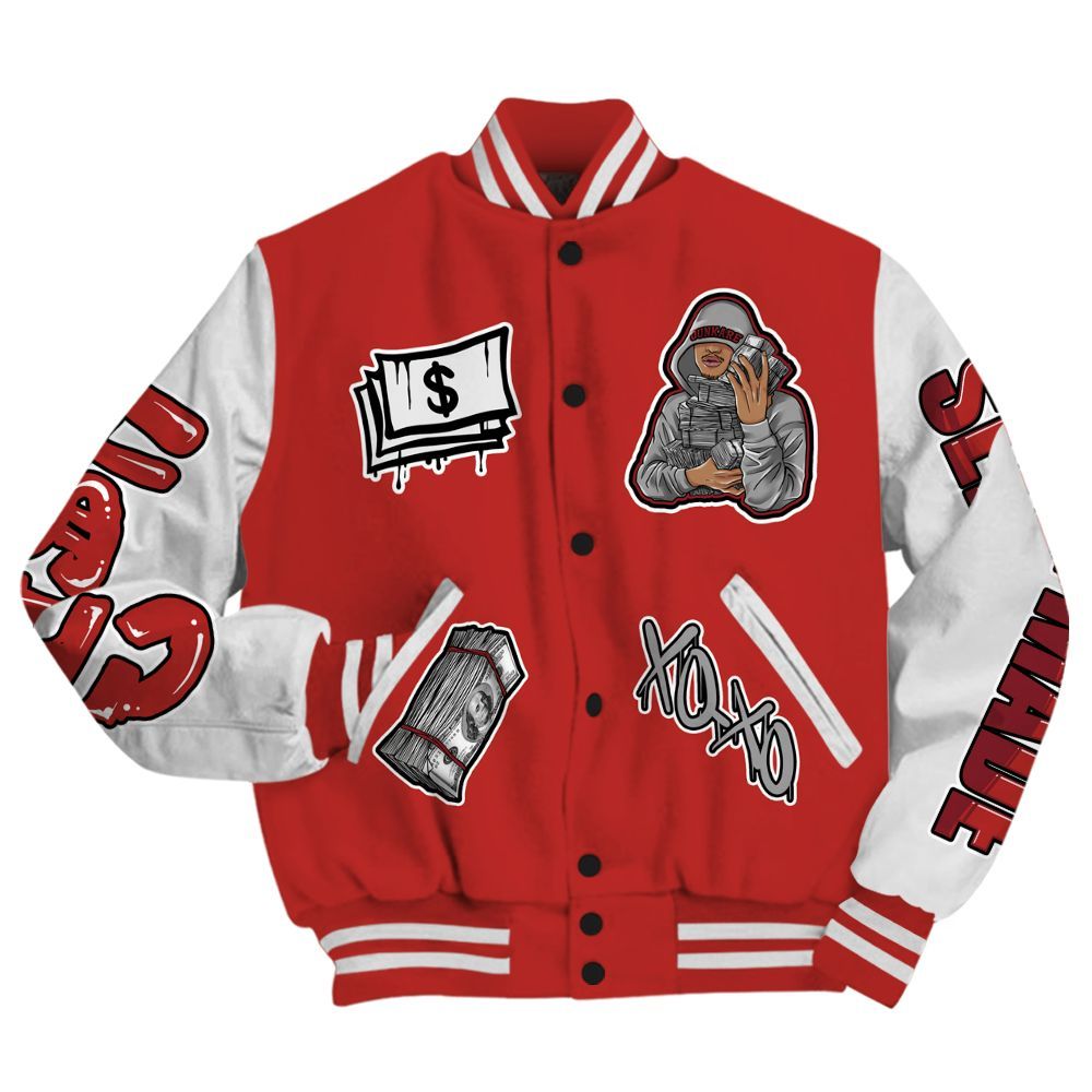 Varsity Jacket To Match Bred Reimagined 4s - Selfmade Unique All Over Print