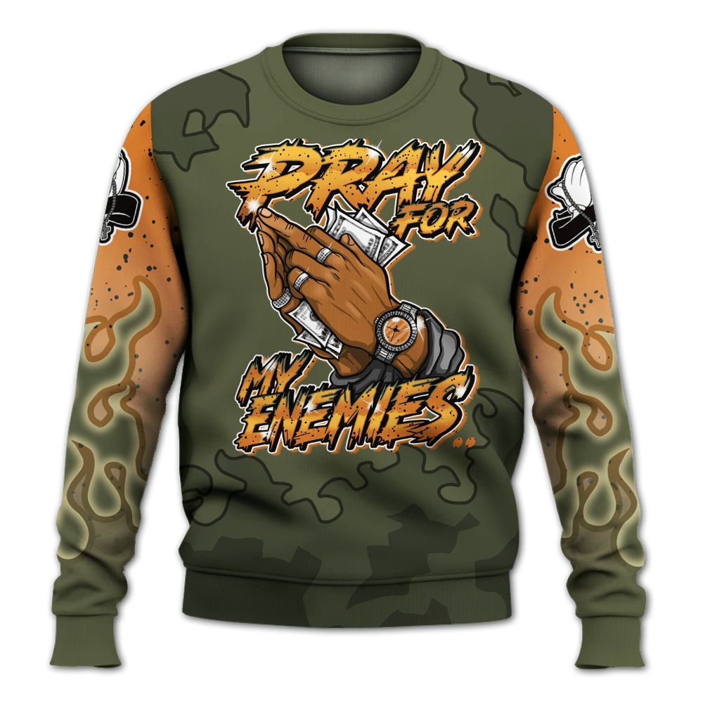 Sweatshirt To Match Olive 5s - Prayed For Enemies Graphic Blessing All Over Print