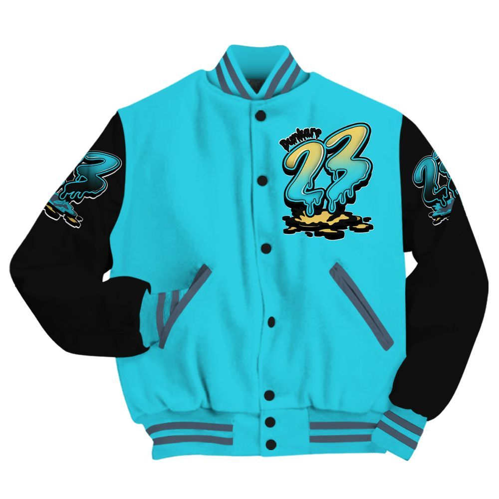 Varsity Jacket To Match Retro Gamma Blue 11s - Custom Name 23 Drip All Over Print