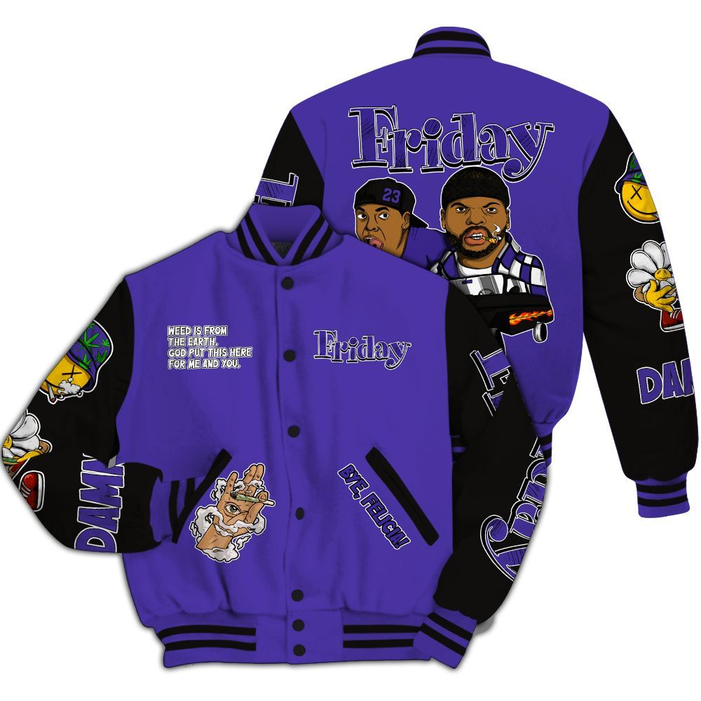 Varsity Jacket To Match Field Purple 12s - Friday Sneaker Stress Style All Over Print