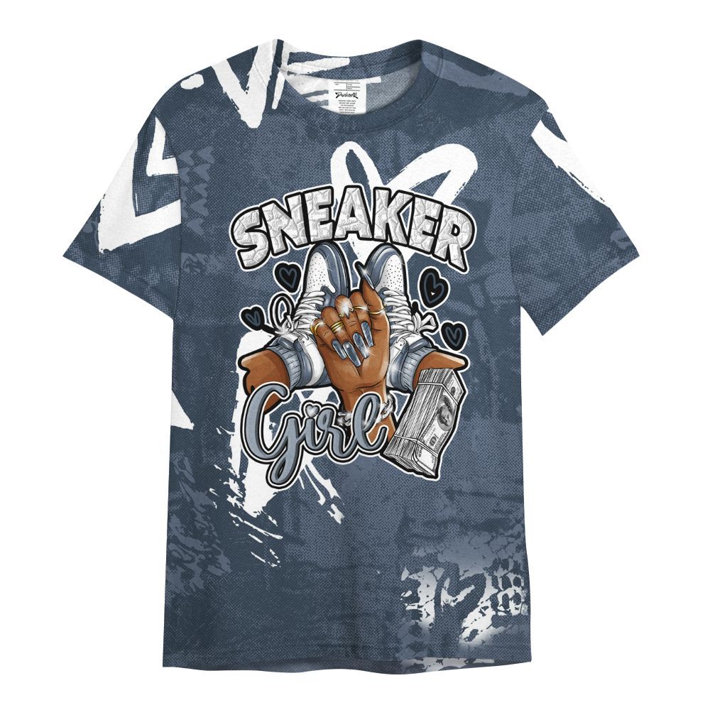 Shirt To Match Low Diffused Blue 11s - Sneakerz Girlz Heart Grunge All Over Print