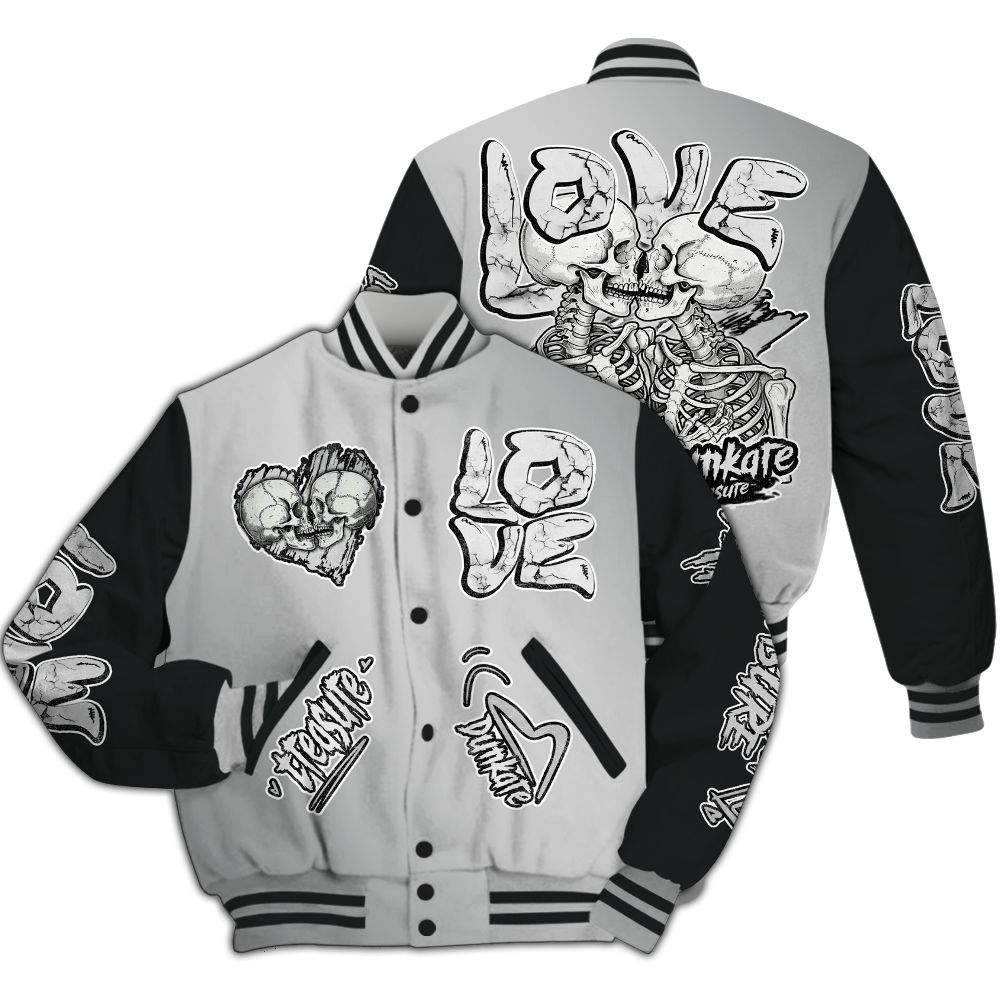 Varsity Jacket To Match Metallic Silver 14s - Skull Bear All Over Print