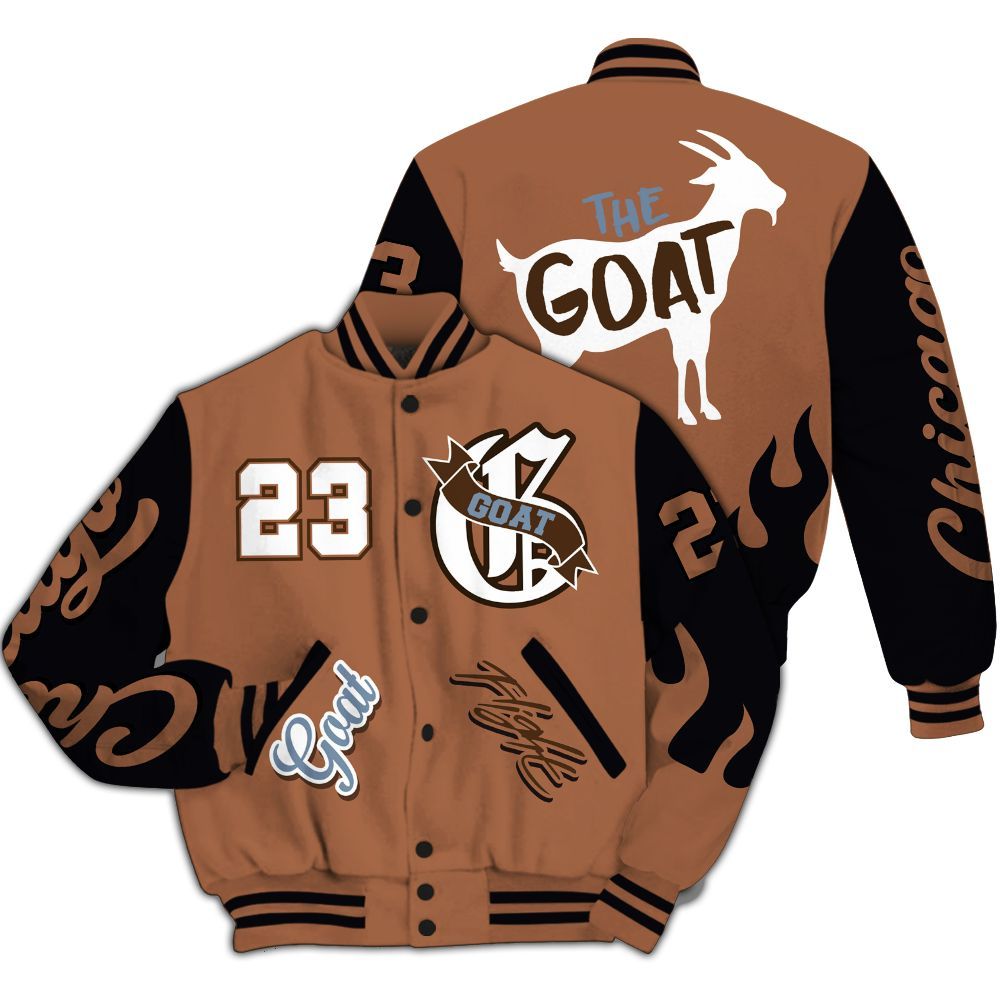 Varsity Jacket To Match Air Foamposite Metallic Copper - The G.O.A.T Flight Streetwear All Over Print