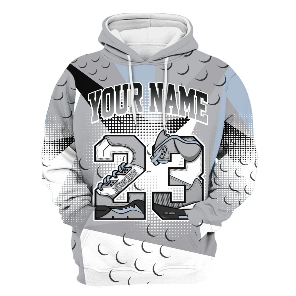 Hoodie To Match Low OG Wolf Grey 1s - Poly Custom Name Number 23 5s All Over Print