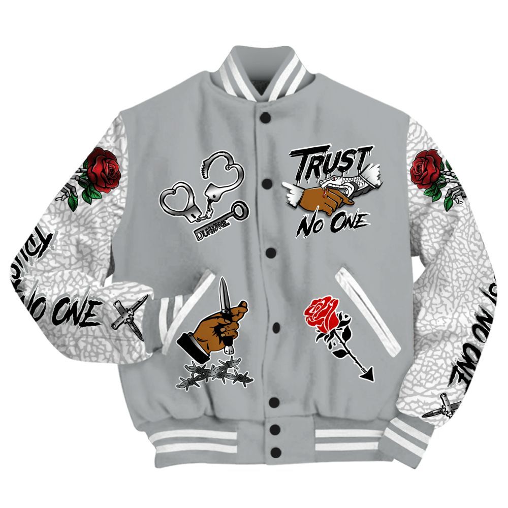 Varsity Jacket To Match Retro Pure Money 3s - Trust No One Dripping All Over Print
