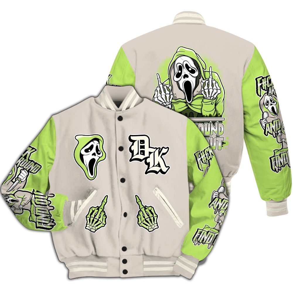 Varsity Jacket To Match Jack Black Night Silver - F#CK And Find Out Graphic All Over Print