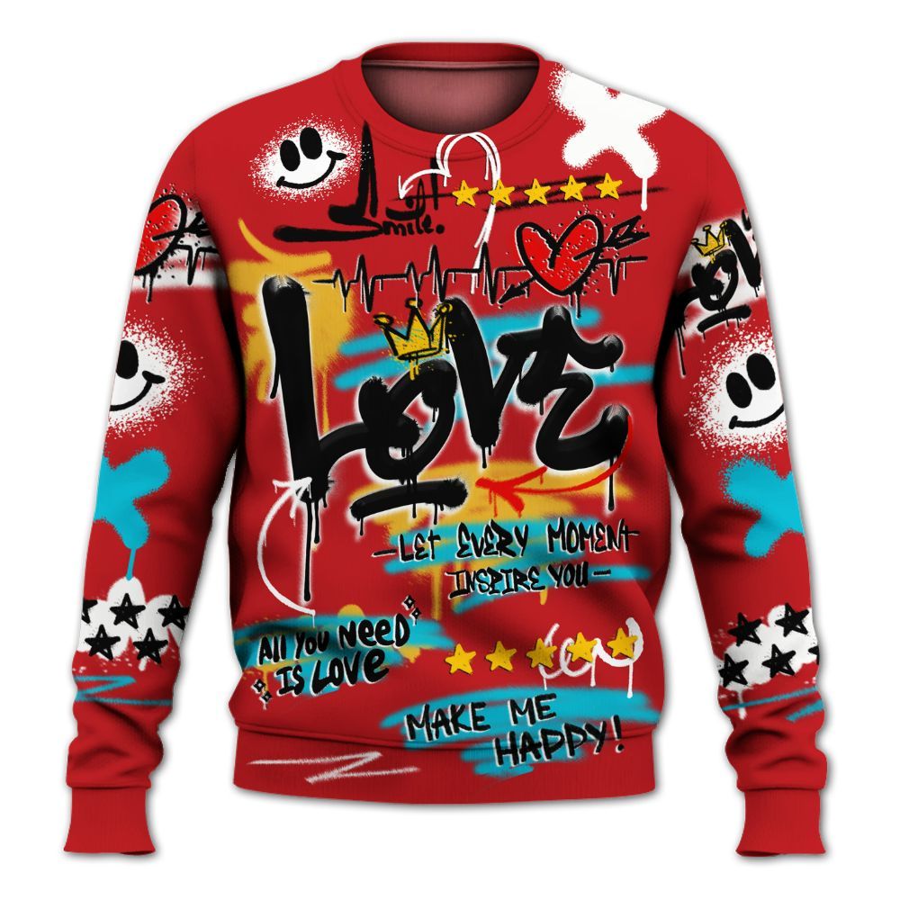 Sweatshirt To Match Dunk Low Fruity Pebbles - Happy Love Beats Graffiti Streetwear All Over Print