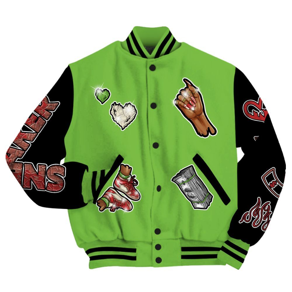 Varsity Jacket To Match Air Max Waffle SP Action Green - Sneakerz Girlz All Over Print