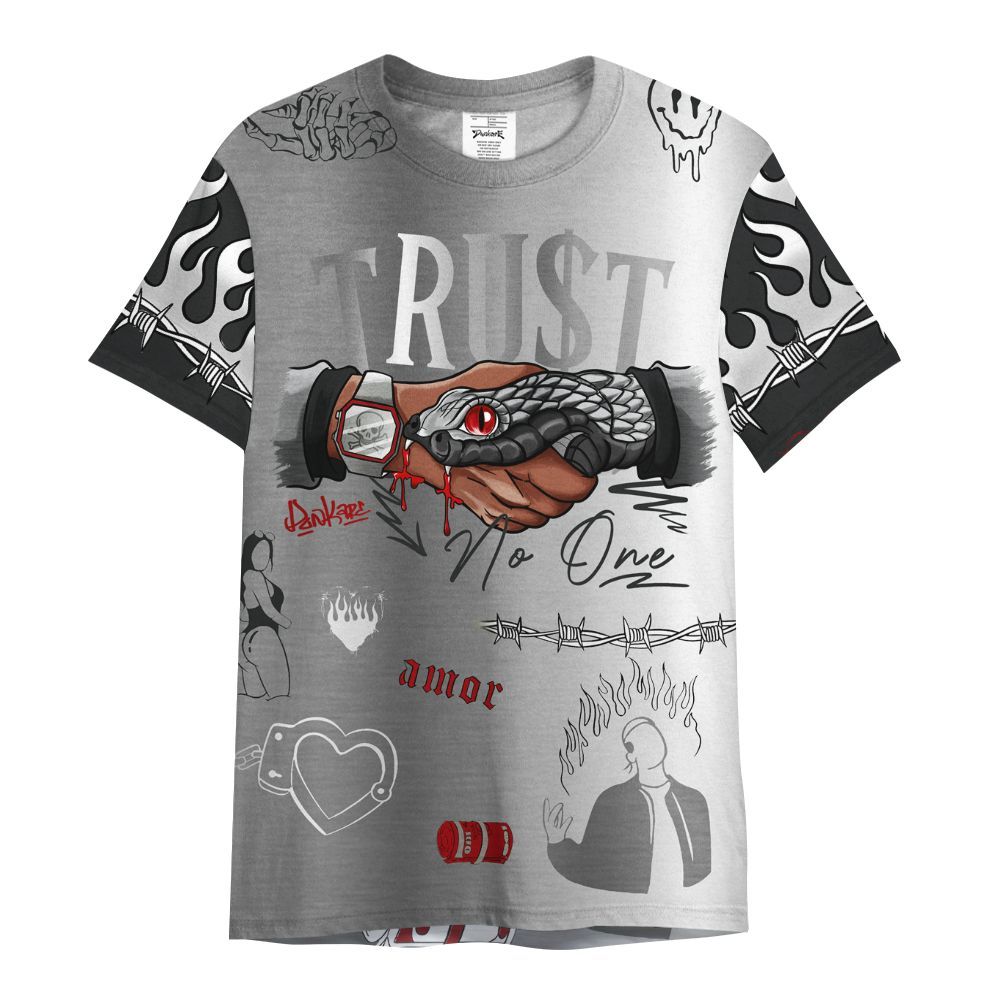 Shirt To Match Metallic Silver 14s - Snake Trust No One All Over Print