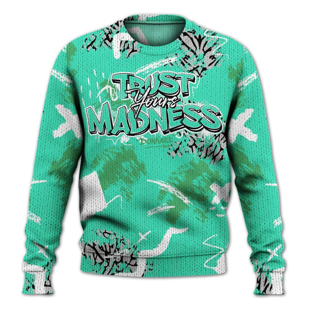 Knitted Sweater To Match Black Green Glow 3s - Trust Your Madness Retro Green Glow 3s Outfit