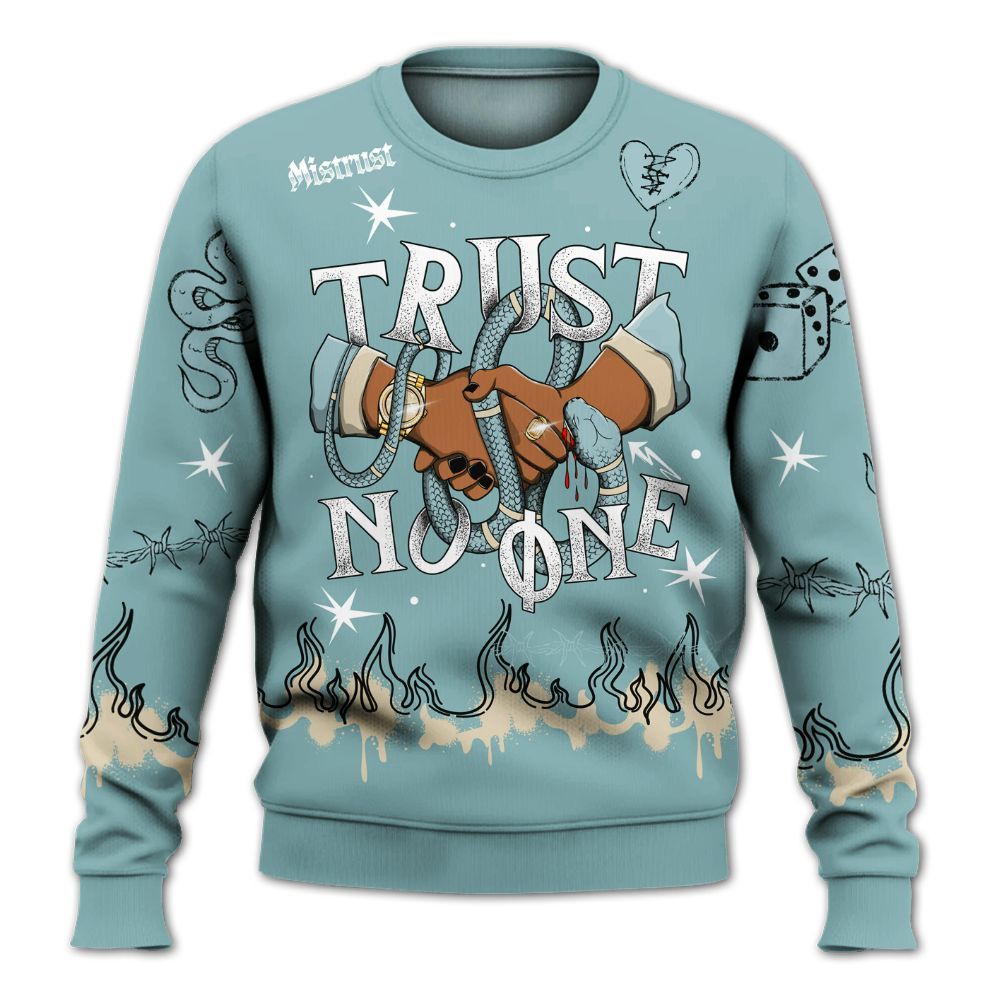 Sweatshirt To Match Dunk Low Glacier Blue Pale Ivory - Trust No One Snake-Bite Doodle Crayon All Over Print