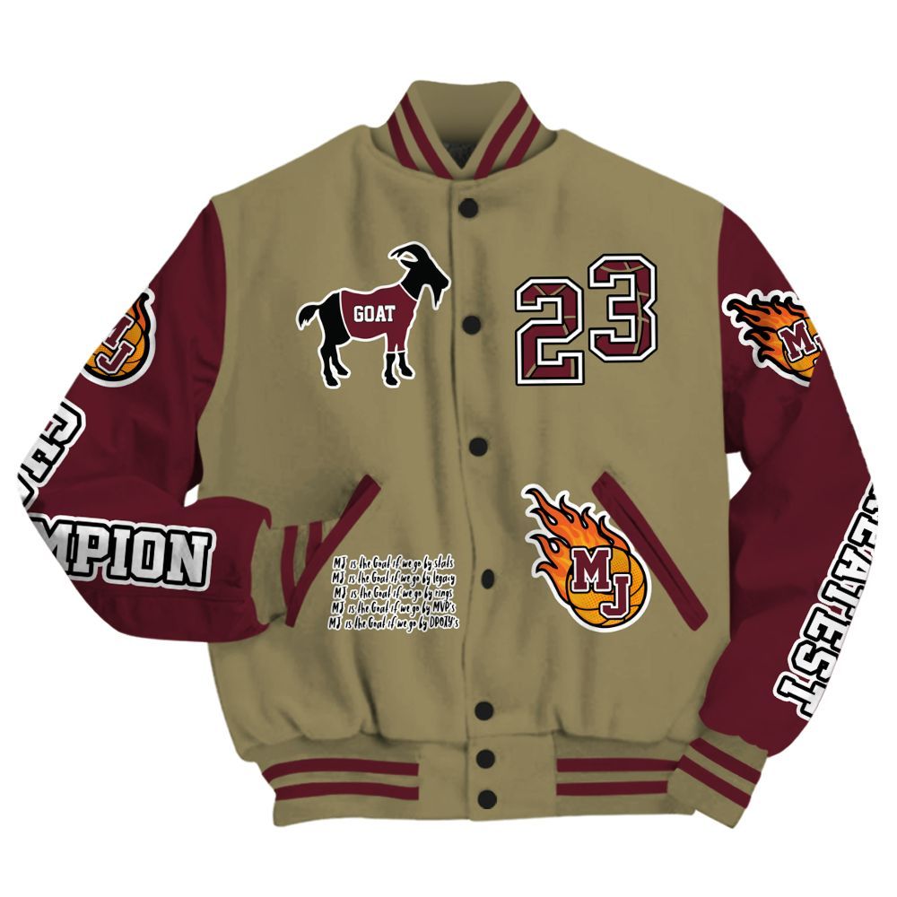 Varsity Jacket To Match Black Olive 7s - 23 G.0.A.T Jump Up Basketball All Over Print