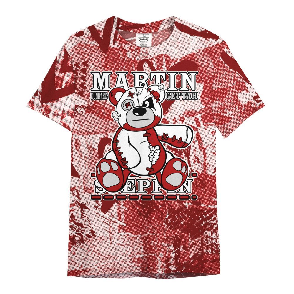 Shirt To Match Red Taxi 12s - Tah Steppin Bear Heart Grunge All Over Print