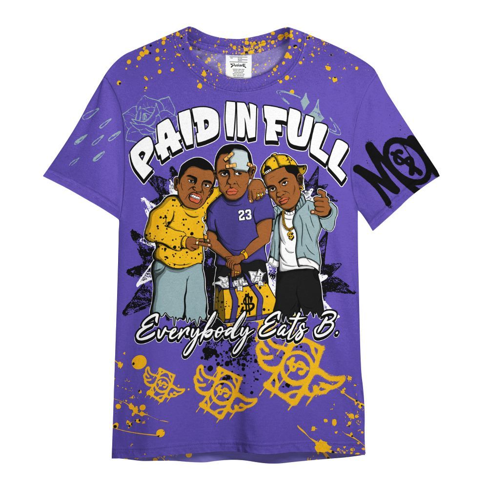 Shirt To Match Imperial Purple 4s - Everybody Paid In Full Crayon All Over Print