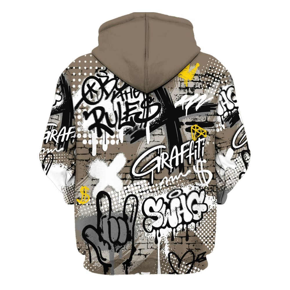 Hoodie To Match Low OG Dark Mocha 1s - True It Real Graffiti Streetwear All Over Print