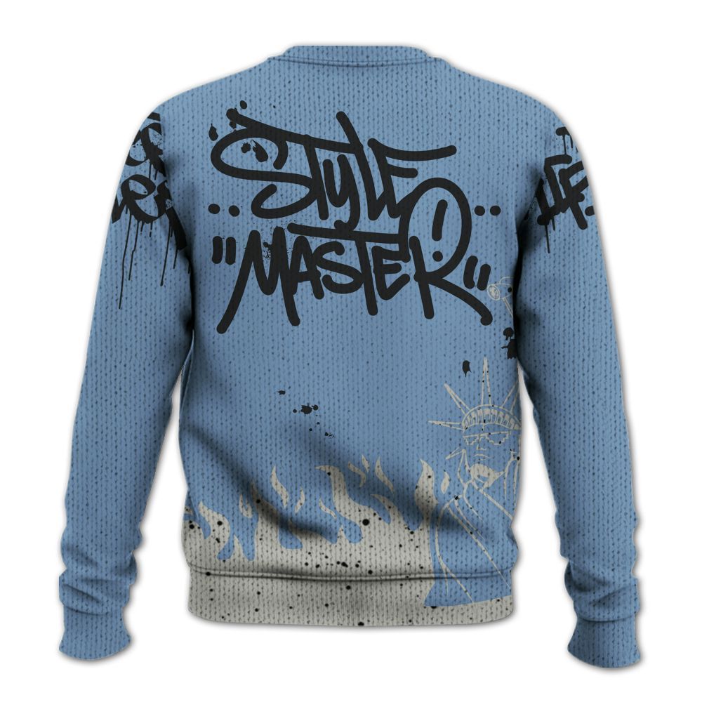 Knitted Sweater To Match University Blue 4s - Graphic Fck Around Find Out