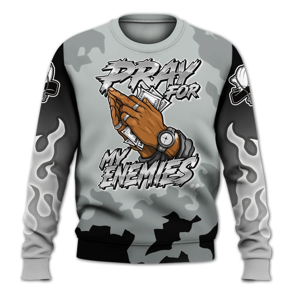 Sweatshirt To Match Black Wolf Grey 12s - Prayed For Enemies Graphic Blessing All Over Print