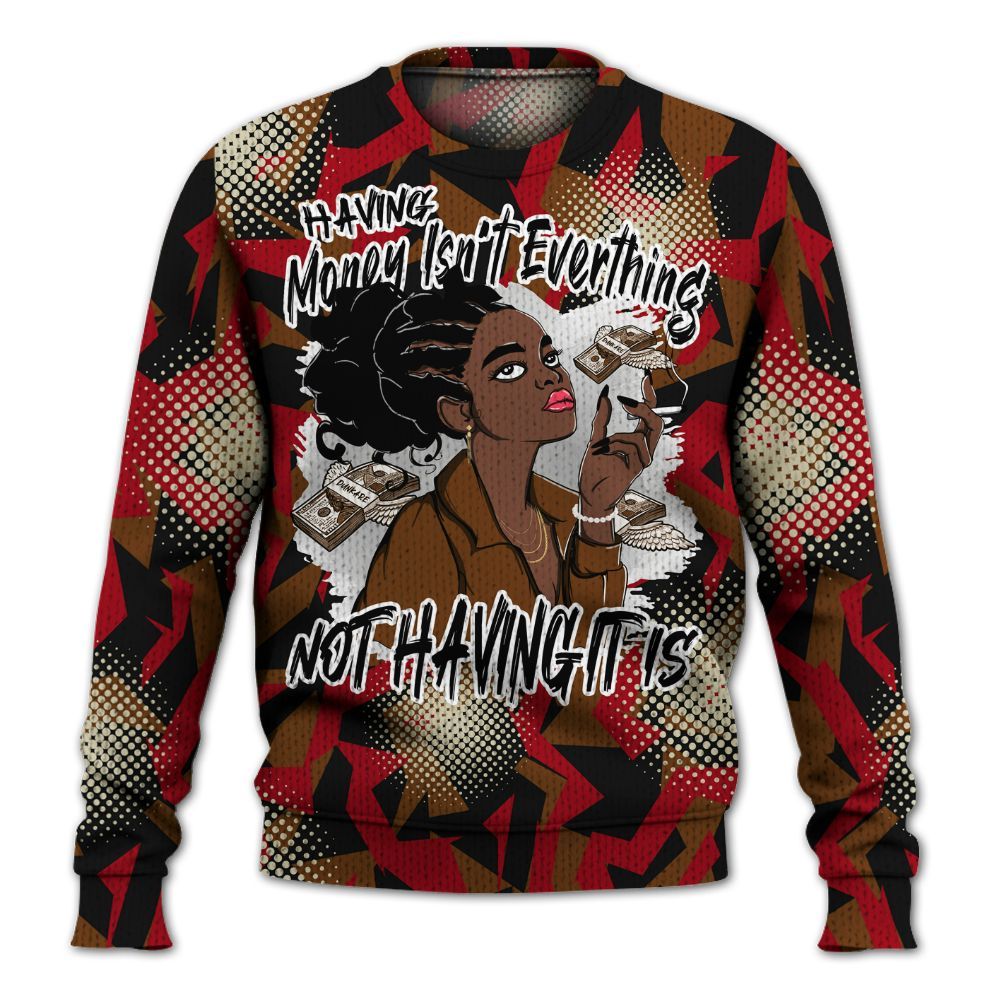 Knitted Sweater To Match Archaeo Brown 5s - Having Money Isn't Everthing Retro