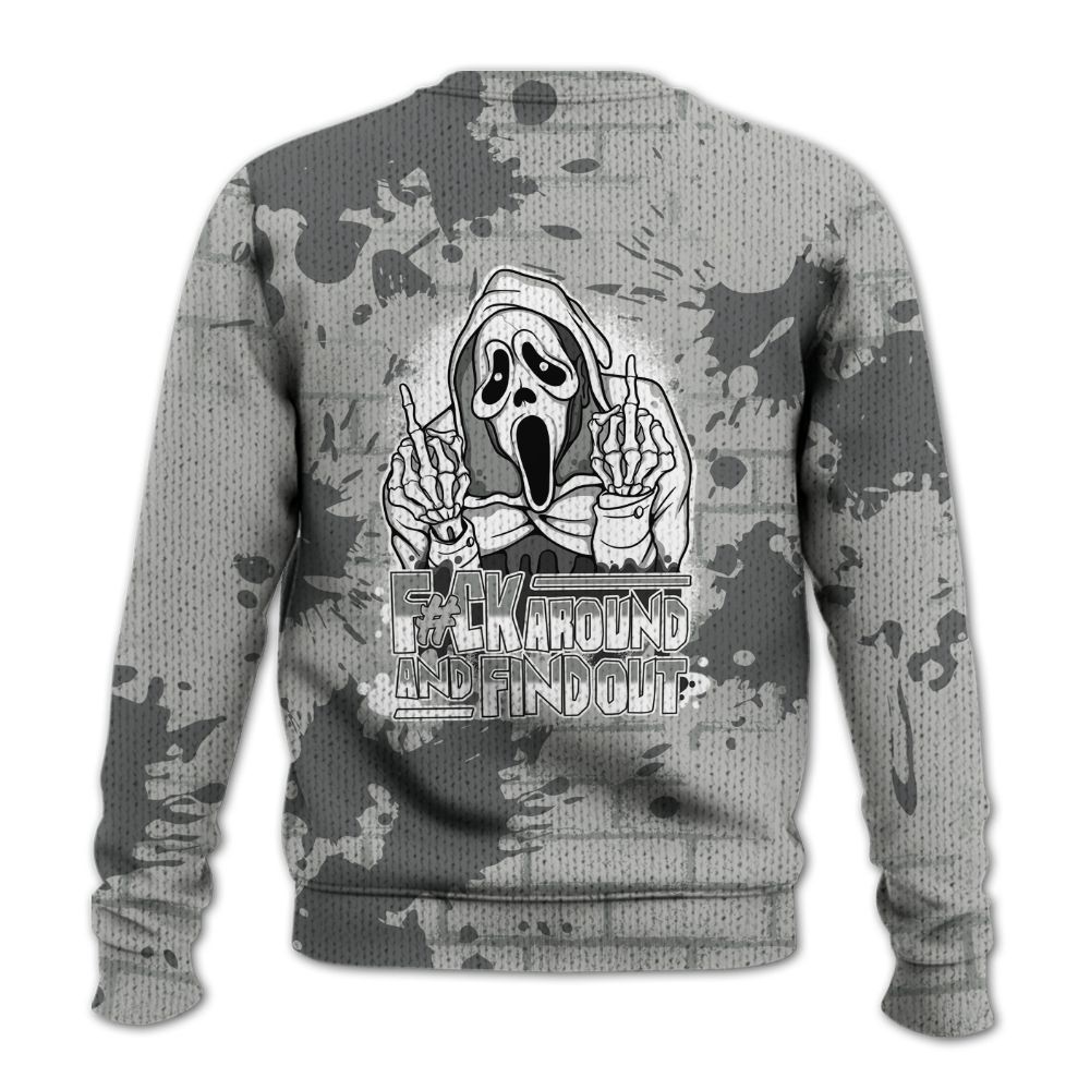 Knitted Sweater To Match Retro Wet Cement 4s - F#CK And Find Out Graphic Halloween